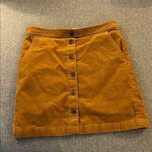 Corduroy Button-Front Skirt - Mustard